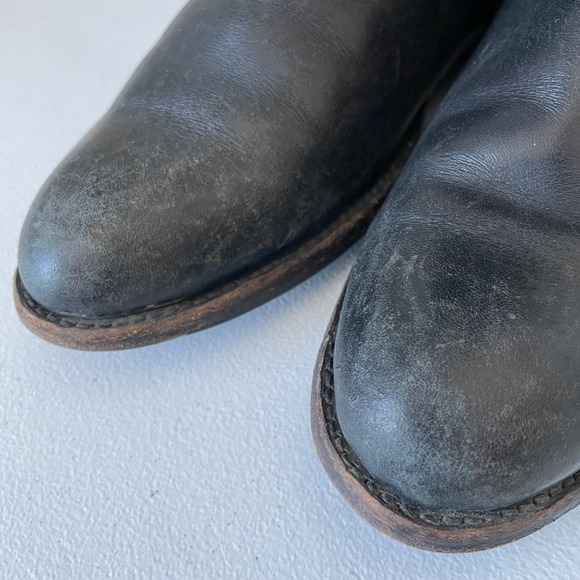 Frye Jamie Ring Tall Distressed Black Leather Riding Boots Size Women's 9 - Picture 10 of 16